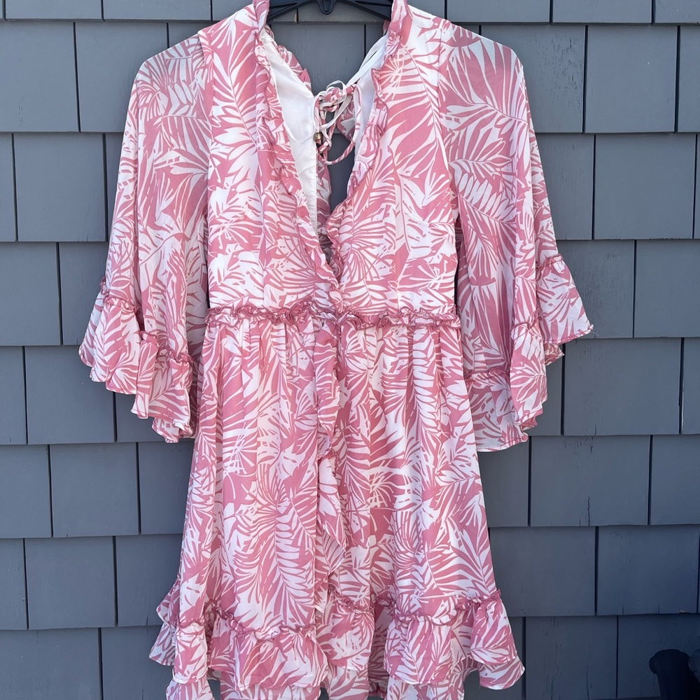 Pink Floral Ruffle Dress